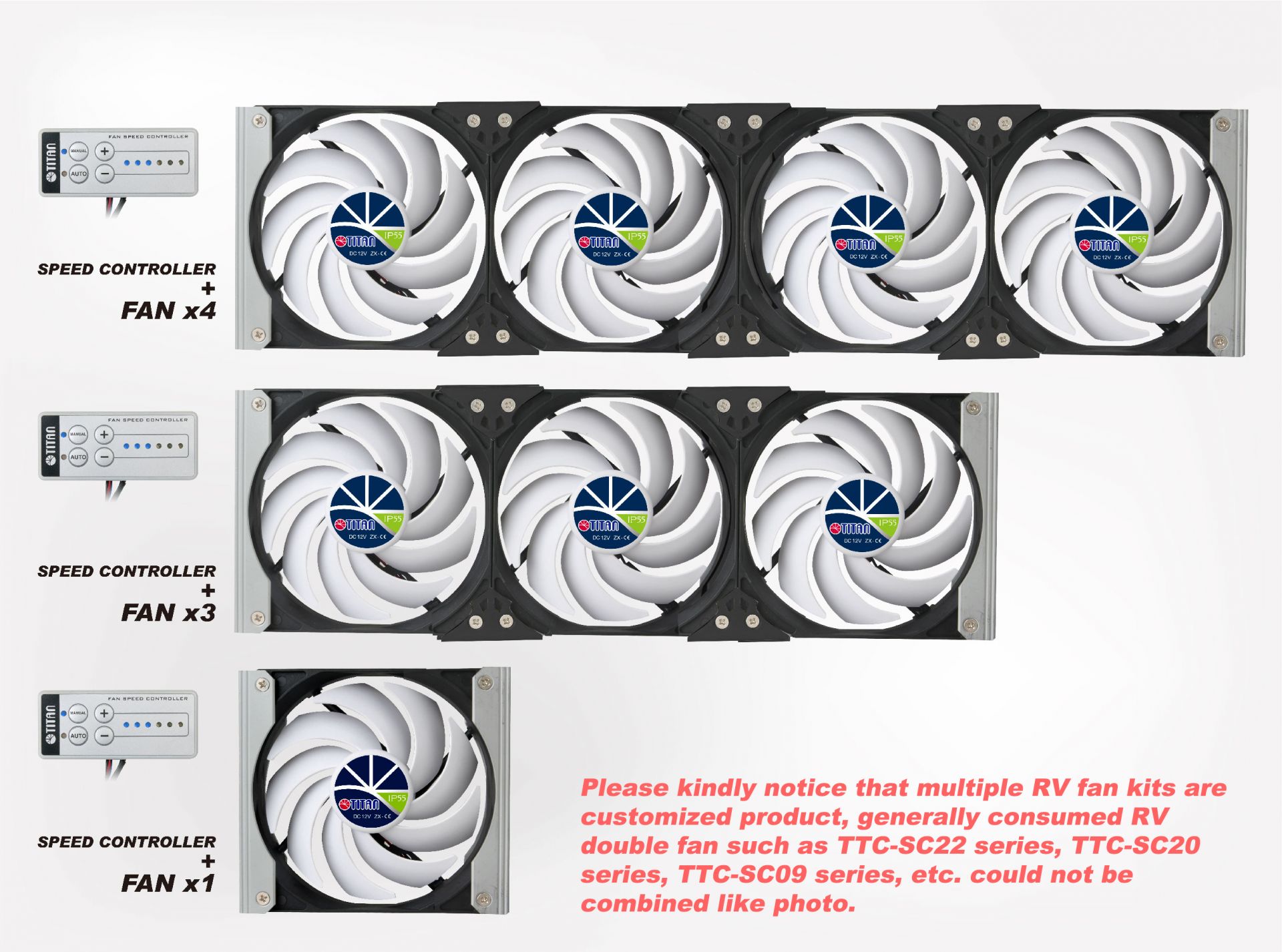 Customize RV rack fan sets